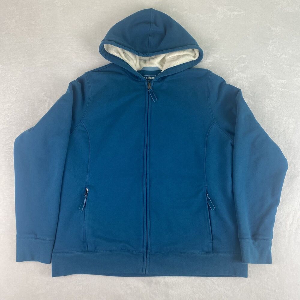 L.L Bean Jacket Womens Large Full Zip Hooded Pockets Casual Outdoors